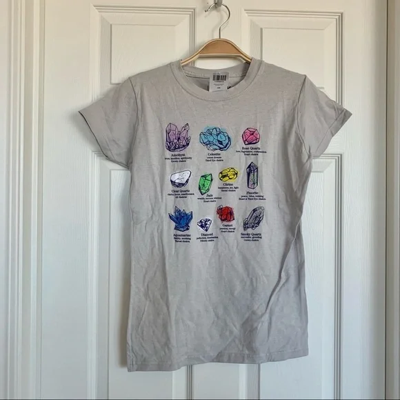 Hot Topic Grey Crystal Meanings T-Shirt Graphic Tee - Picture 4 of 8